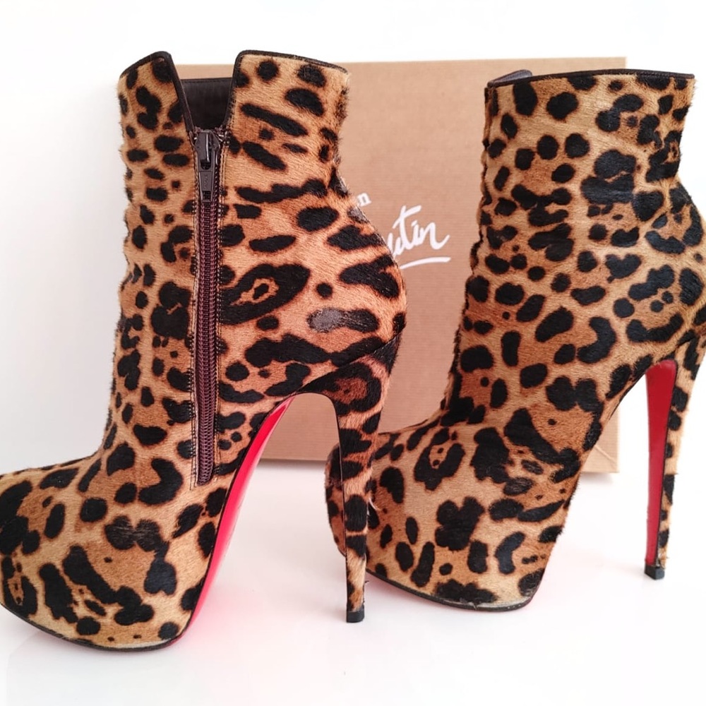 Louboutin Leopard Print Luxe Pony Hair Daffodil